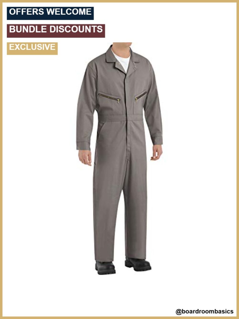 Men's Zip-Front Cotton Coveralls Work Utility Safety Overall
